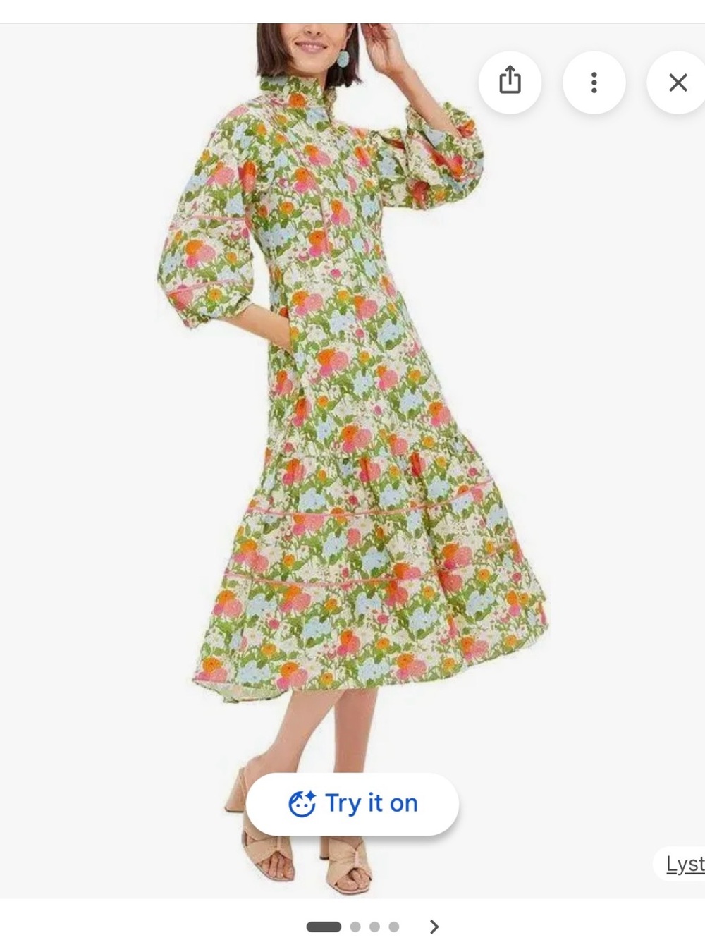 Hyacinth House / Tuckernuck Floral Split-Neck Midi Dress in Green Multi NWOT